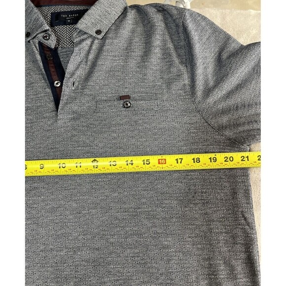 Ted Baker Trever Polo shirt XL Ted Size 5  Flip Cuff Slim Fit Long Sleeve Oxford - Picture 13 of 14